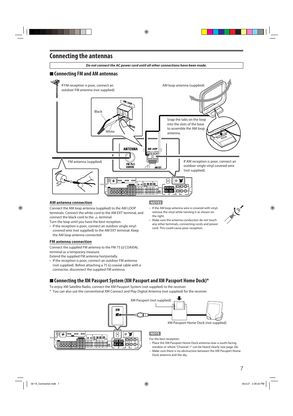 Connecting the antennas, 7 connecting fm and am antennas | JVC RX-D412BUJ User Manual | Page 9 / 58