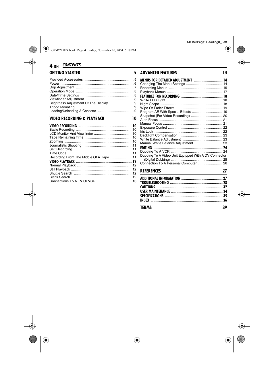 JVC GR-D225 User Manual | Page 4 / 40