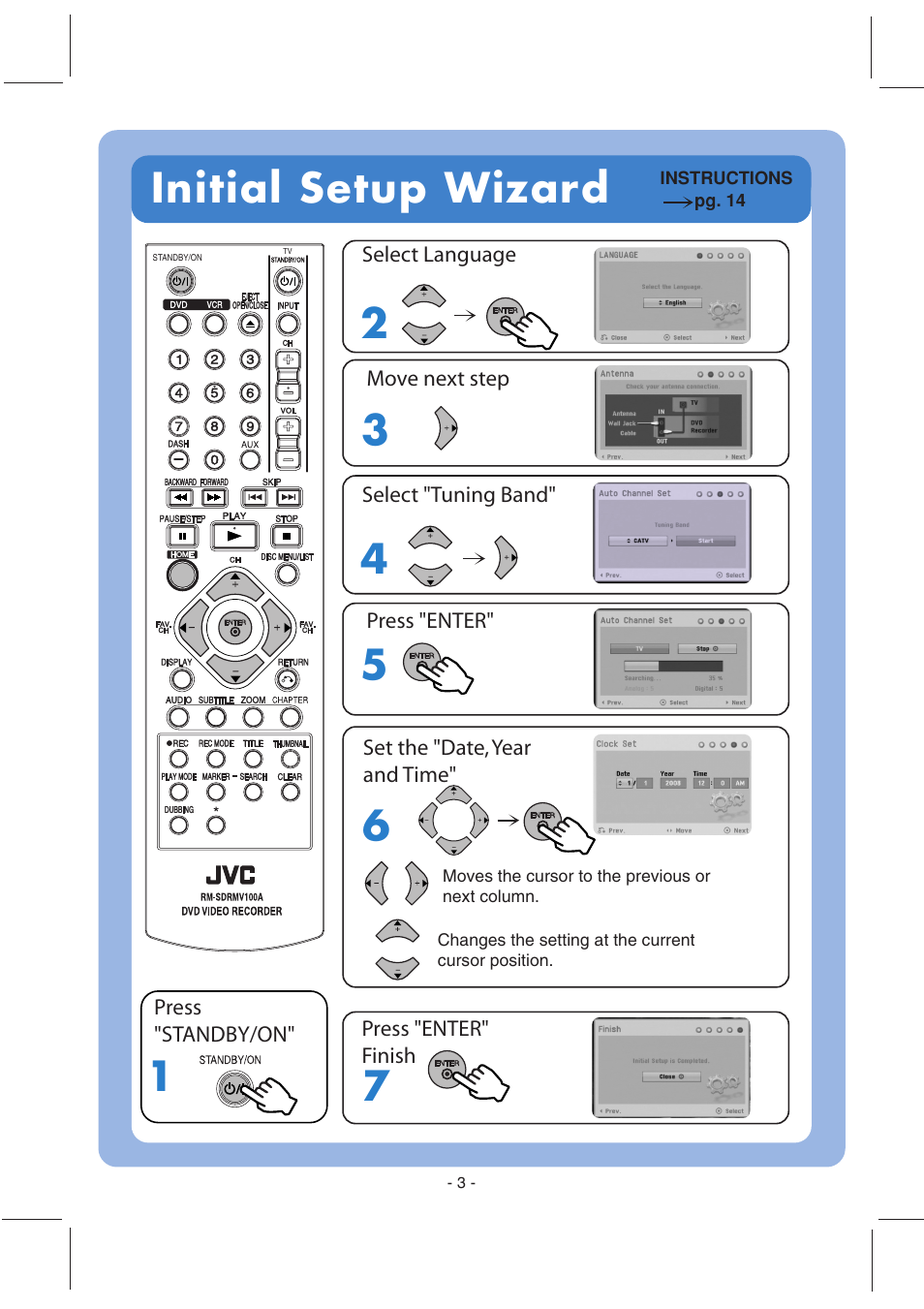 Initial setup wizard | JVC DR-MV100B User Manual | Page 3 / 6