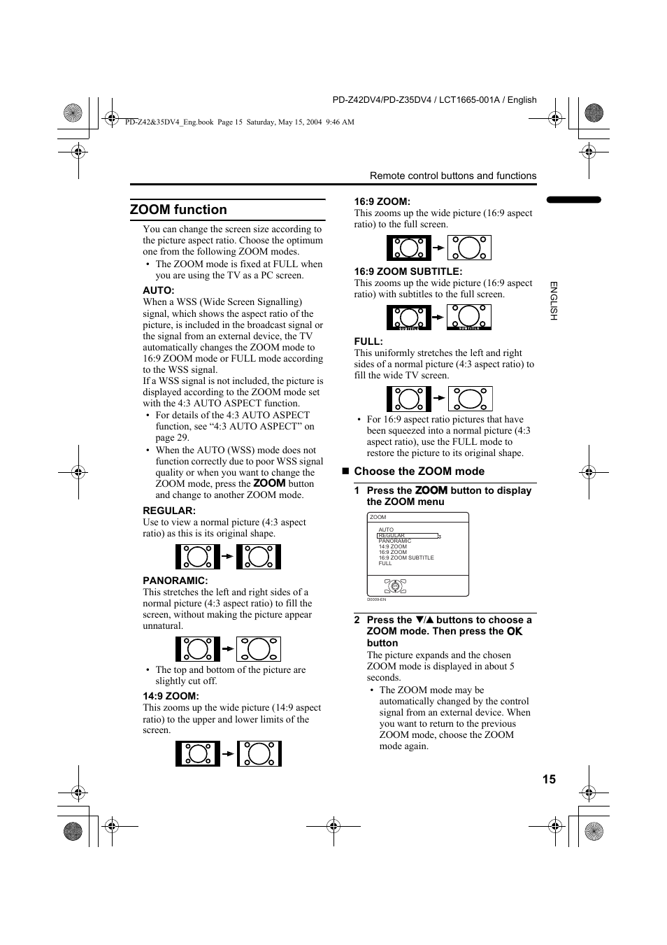 Zoom function | JVC PD-Z35DV4 User Manual | Page 16 / 52