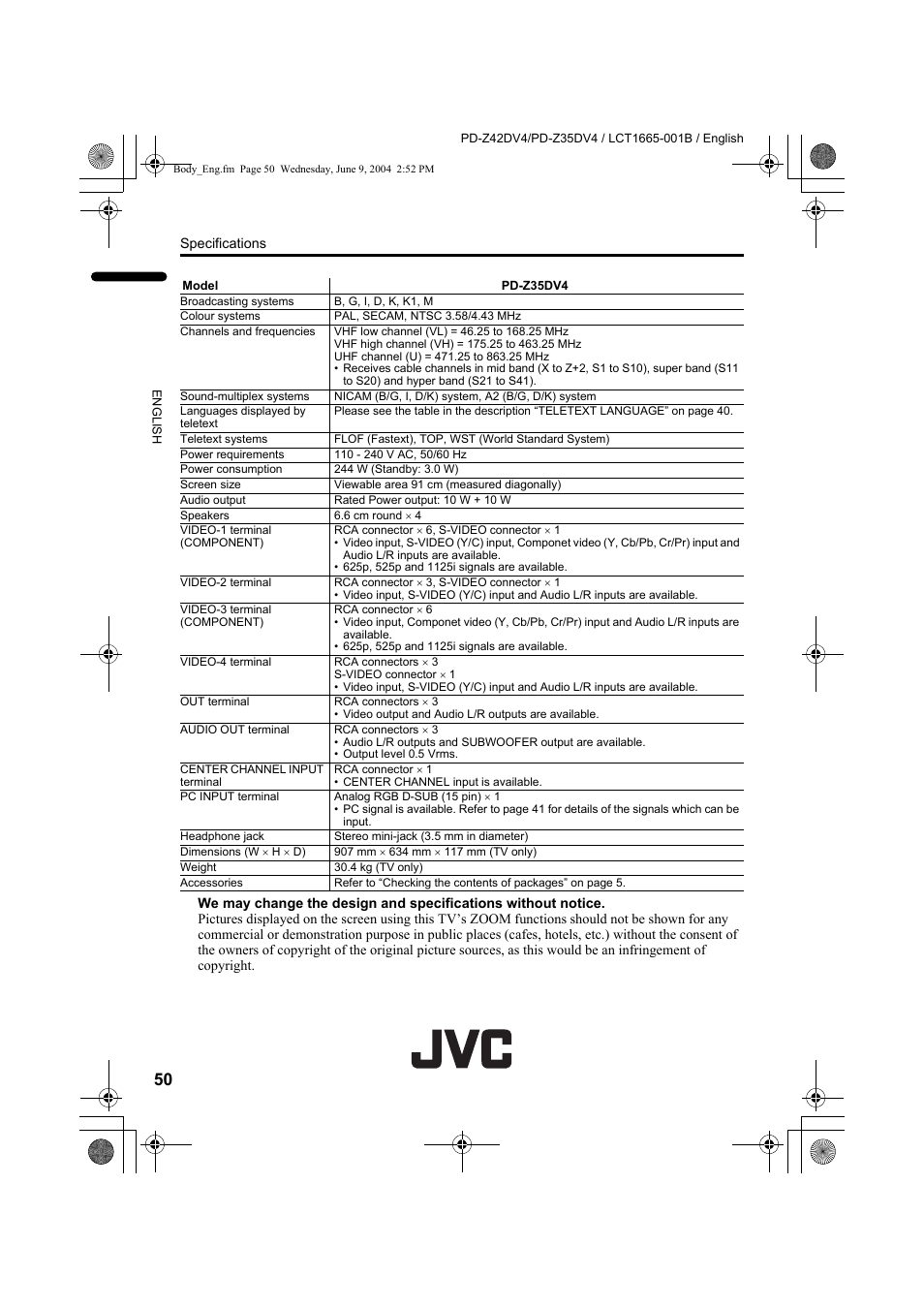 JVC PD-Z35DV4 User Manual | Page 51 / 52