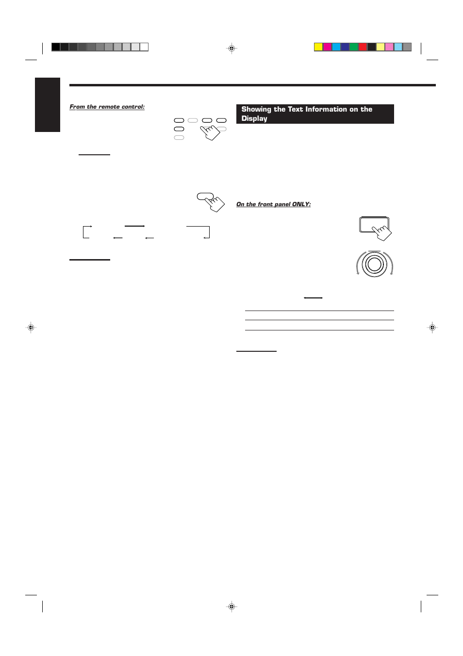 English, Press analog/digital to change the input mode, Showing the text information on the display | JVC RX-7000RBK User Manual | Page 20 / 60