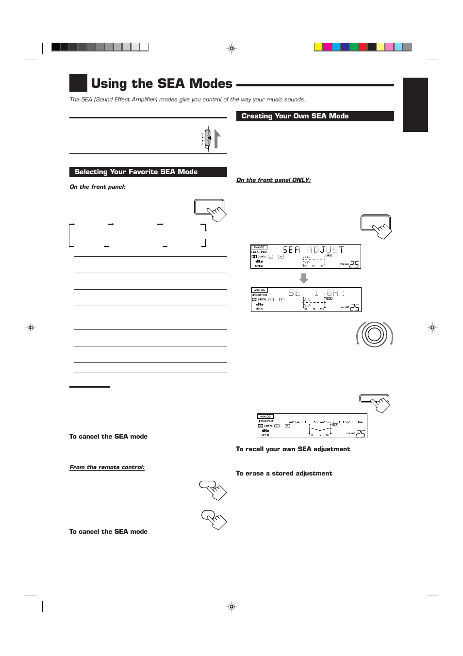 Using the sea modes, English | JVC RX-7000RBK User Manual | Page 27 / 60