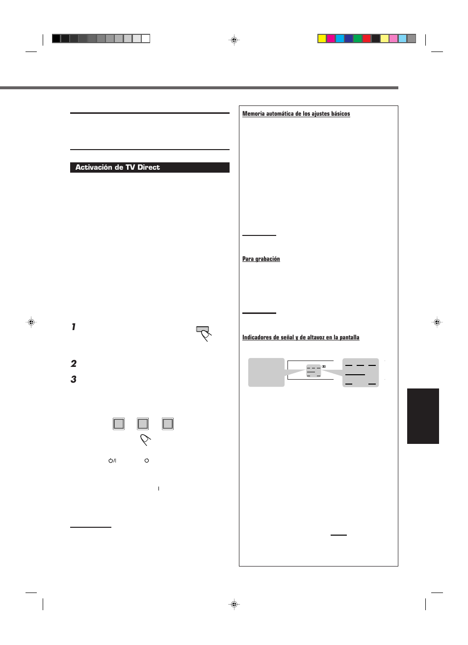 Español, Activación de tv direct, Pulse tv direct | Encienda el componente de vídeo y el televisor | JVC RX-E112RSL User Manual | Page 16 / 52