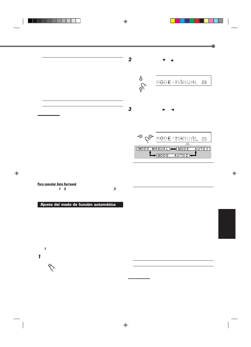 Español, Ajuste del modo de función automática, Pulse setting | JVC RX-E112RSL User Manual | Page 24 / 52
