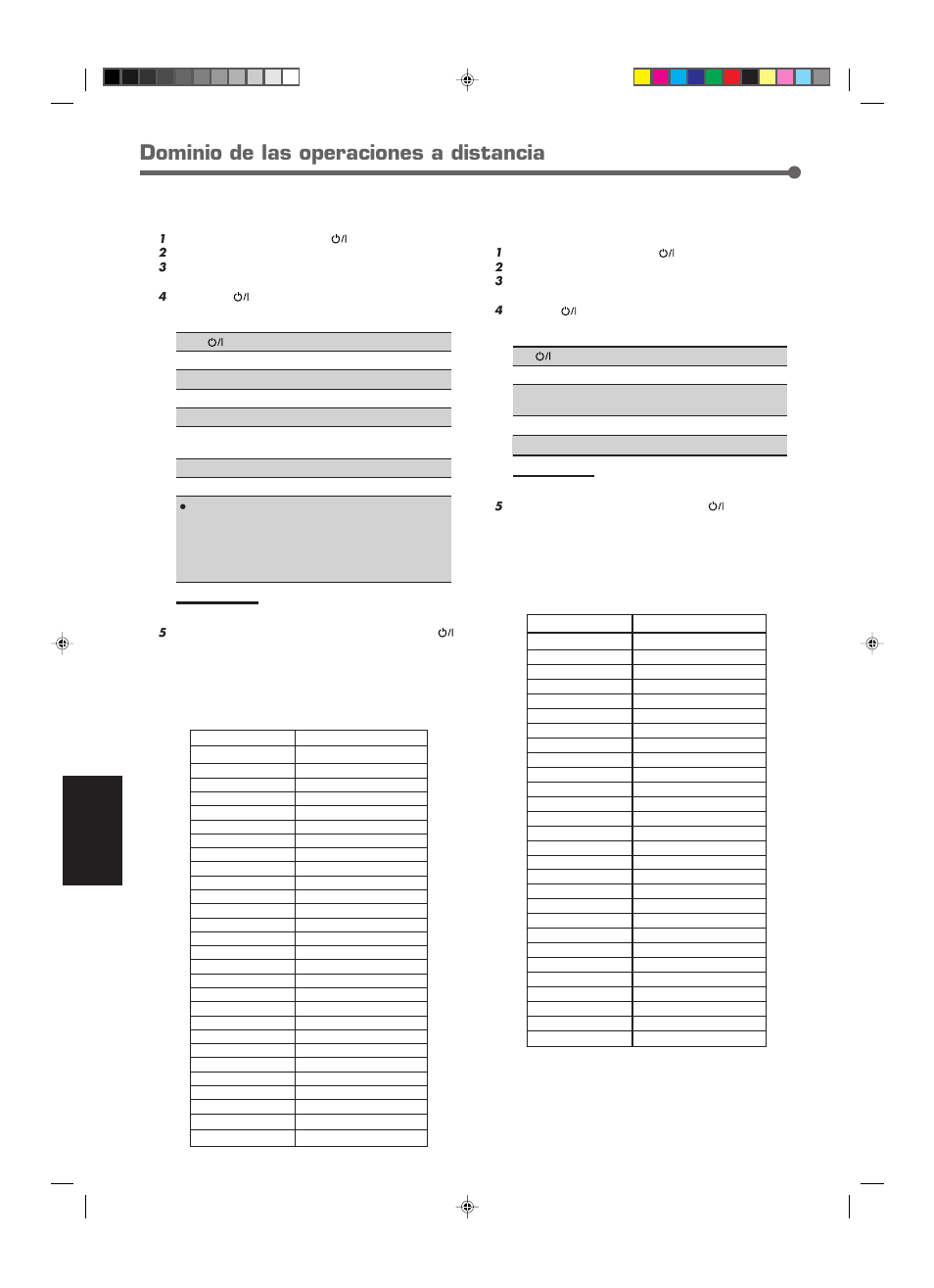 Dominio de las operaciones a distancia, Español | JVC RX-E112RSL User Manual | Page 47 / 52