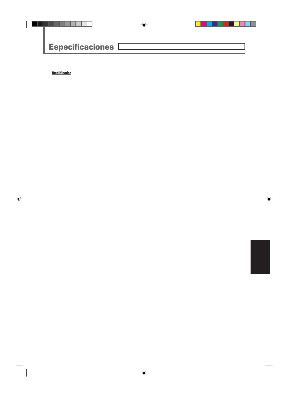 Especificaciones, Español | JVC RX-E112RSL User Manual | Page 50 / 52