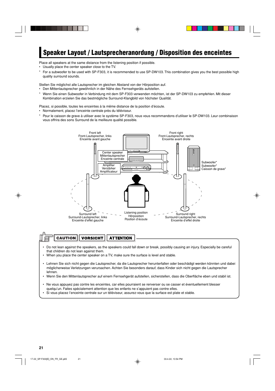 JVC SP-F303C User Manual | Page 22 / 48