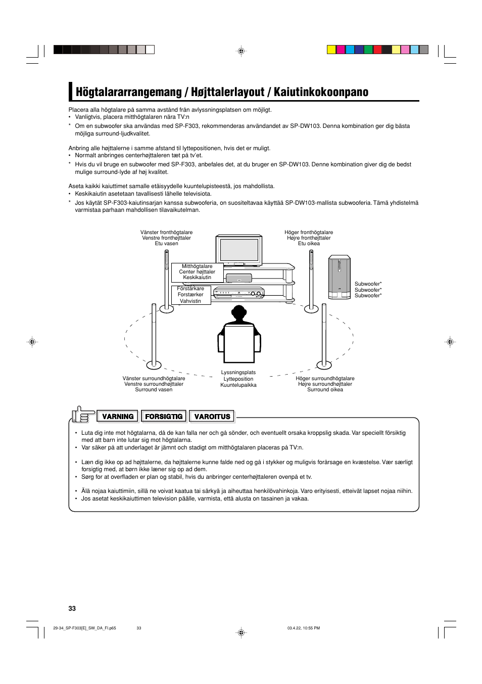 JVC SP-F303C User Manual | Page 34 / 48