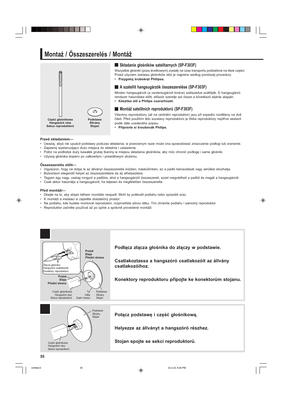 Montaż / összeszerelés / montáž | JVC SP-F303C User Manual | Page 36 / 48