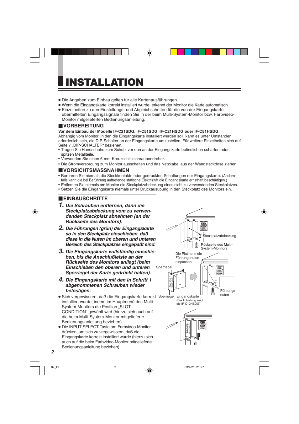 Installation | JVC IF-C21SDG User Manual | Page 14 / 64