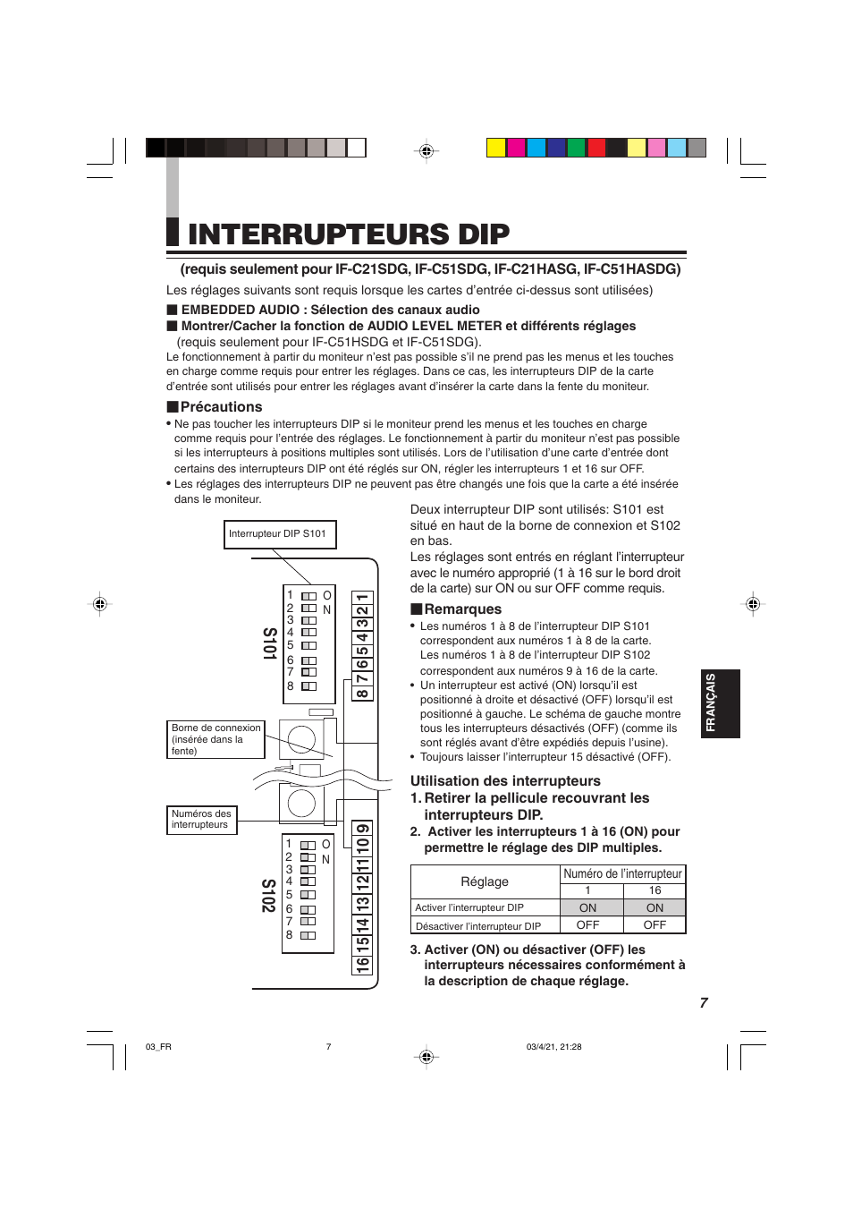 Interrupteurs dip | JVC IF-C21SDG User Manual | Page 29 / 64