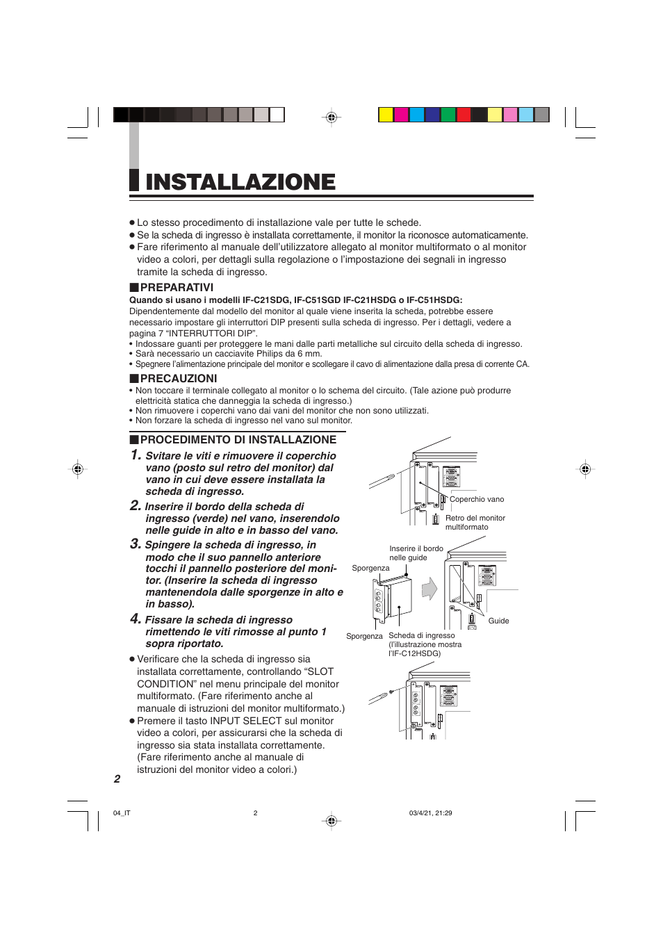Installazione | JVC IF-C21SDG User Manual | Page 34 / 64