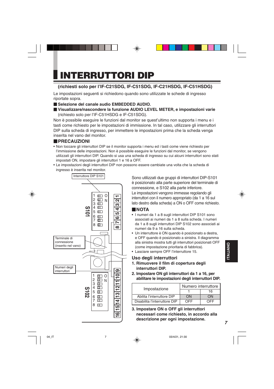 Interruttori dip | JVC IF-C21SDG User Manual | Page 39 / 64