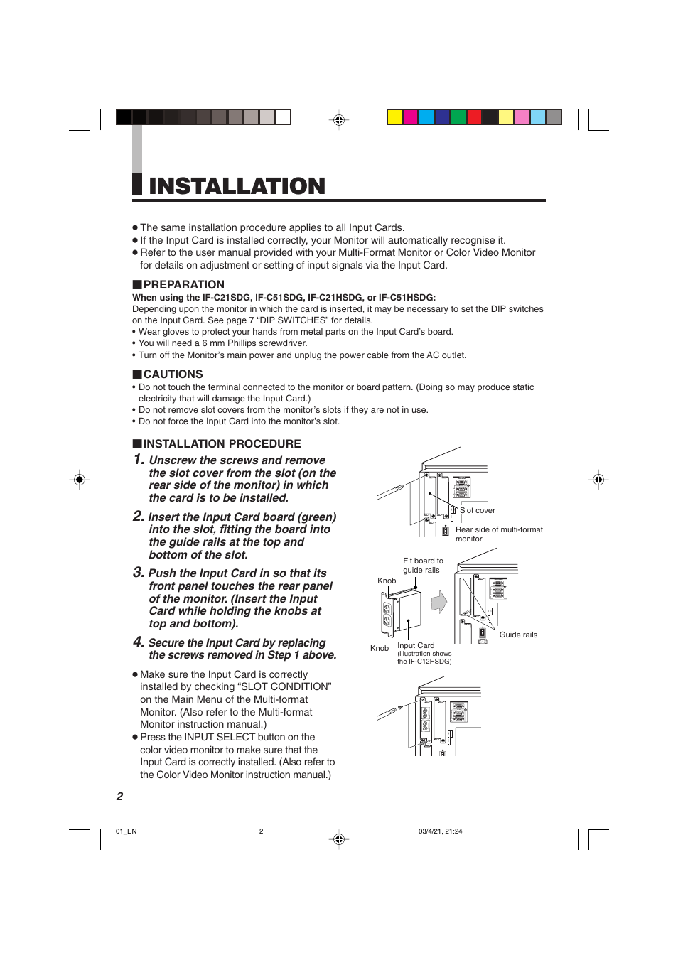 Installation | JVC IF-C21SDG User Manual | Page 4 / 64