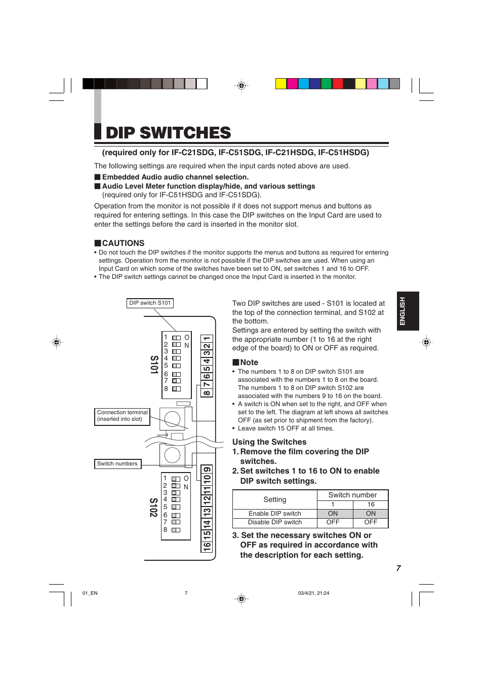 Dip switches | JVC IF-C21SDG User Manual | Page 9 / 64