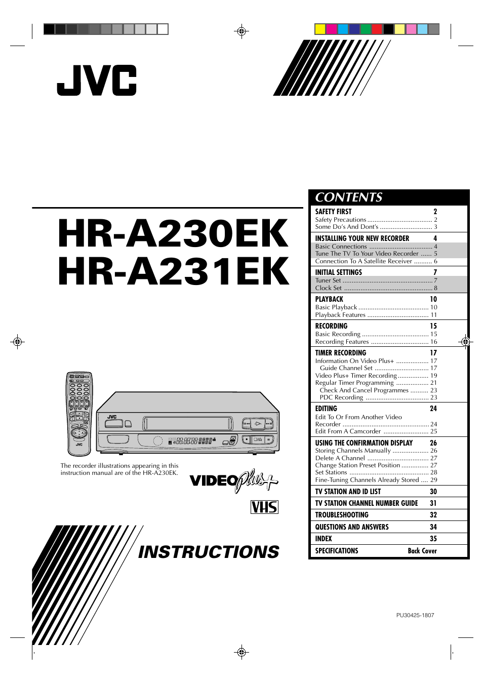 JVC HR-A230EK User Manual | 40 pages