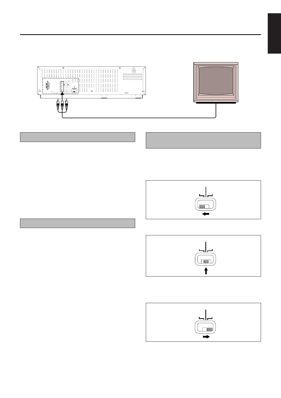 Connections, Colour system output mode selec- tion (vcp), How to connection | Video out select (vcd), English | JVC HR-VCD1 User Manual | Page 9 / 32