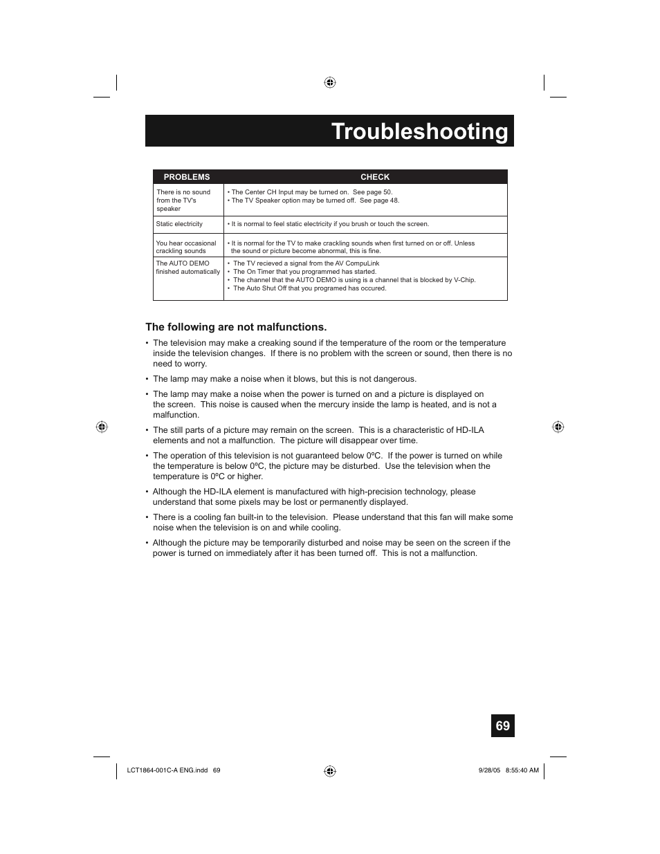 Troubleshooting | JVC HD-61Z576 User Manual | Page 69 / 80