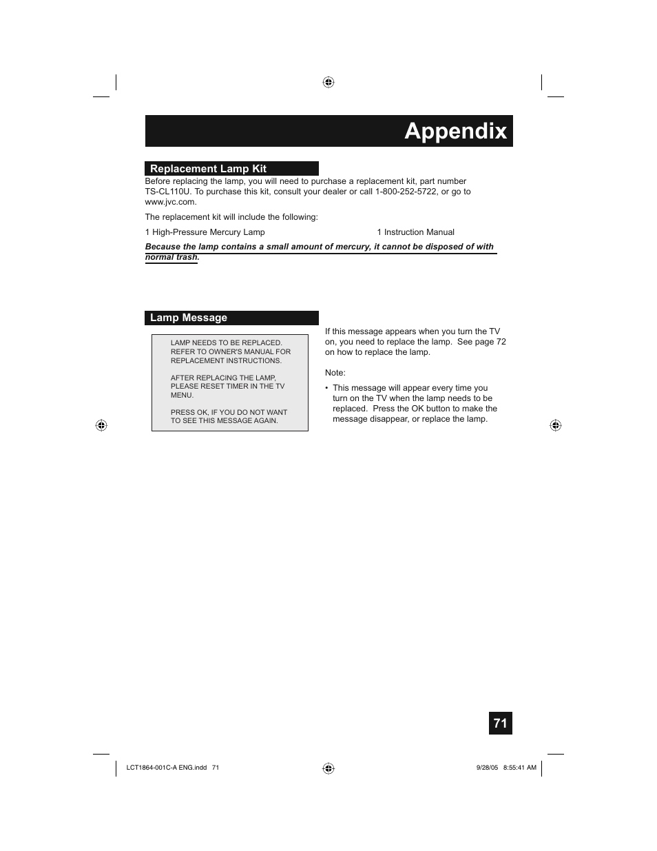 Appendix | JVC HD-61Z576 User Manual | Page 71 / 80