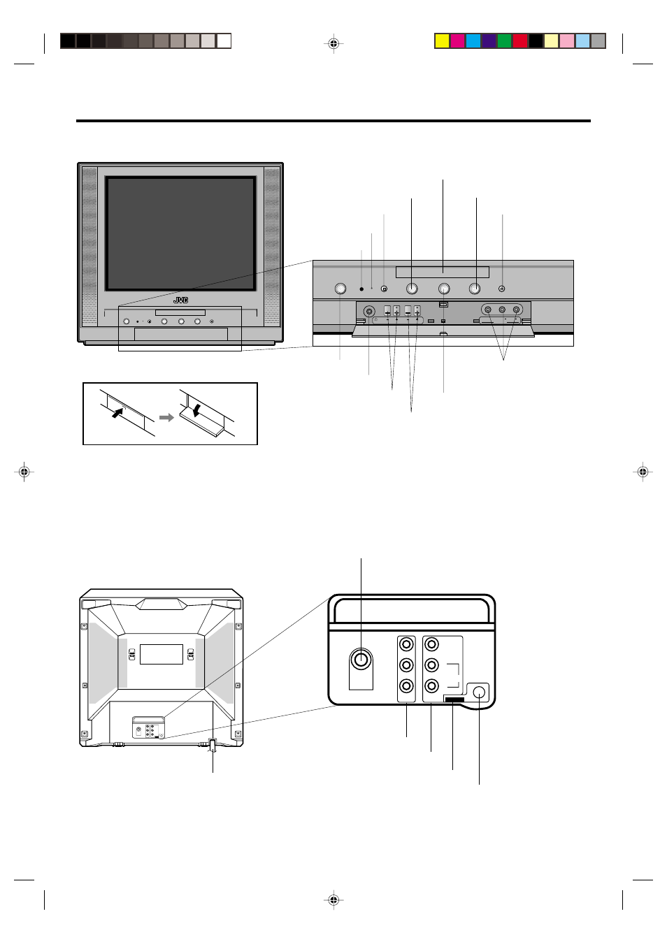 Parts and functions, Front, Rear | JVC AV-20FD22 User Manual | Page 8 / 52