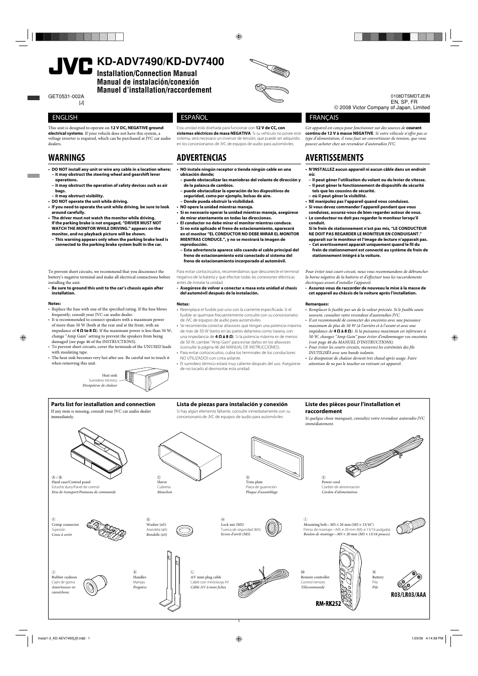 JVC KD-DV7400 User Manual | 6 pages