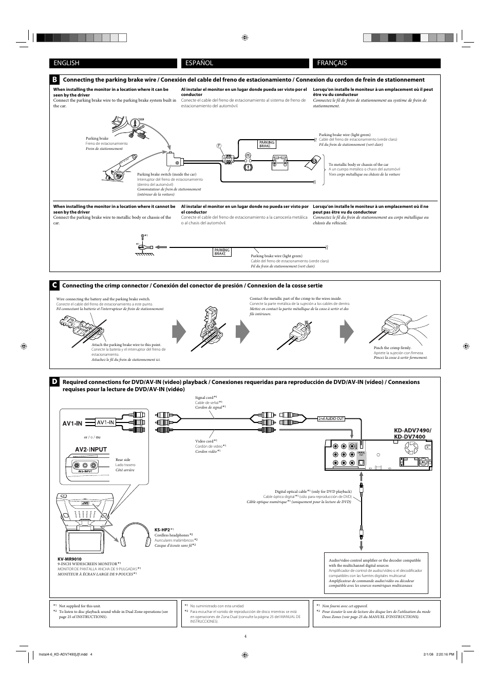 English español français | JVC KD-DV7400 User Manual | Page 4 / 6