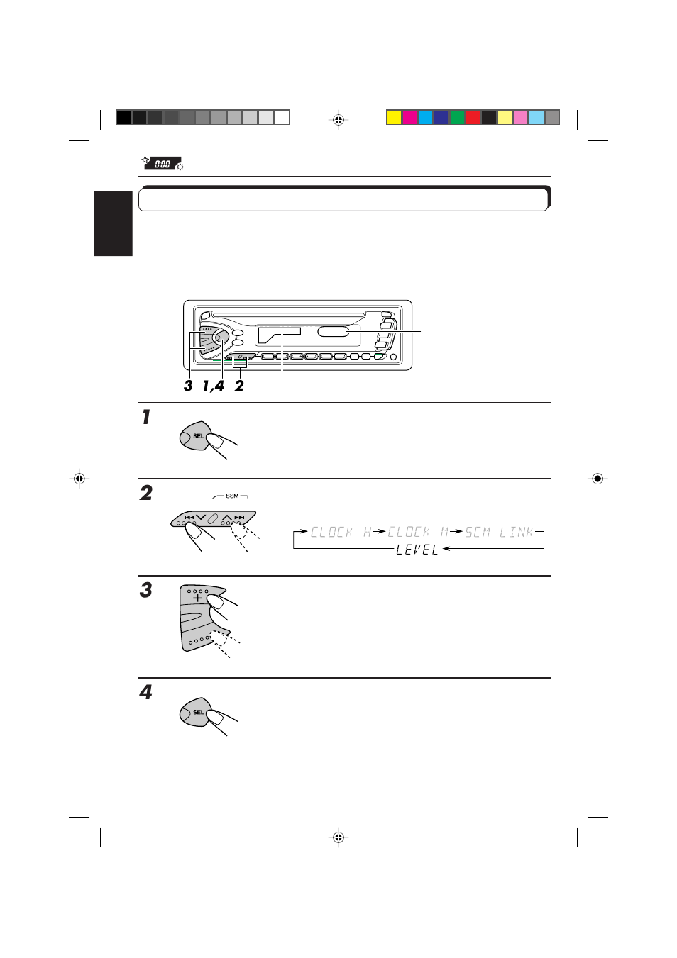 Selecting the level display | JVC DIGITAL AUDIO KD-S550 User Manual | Page 20 / 94