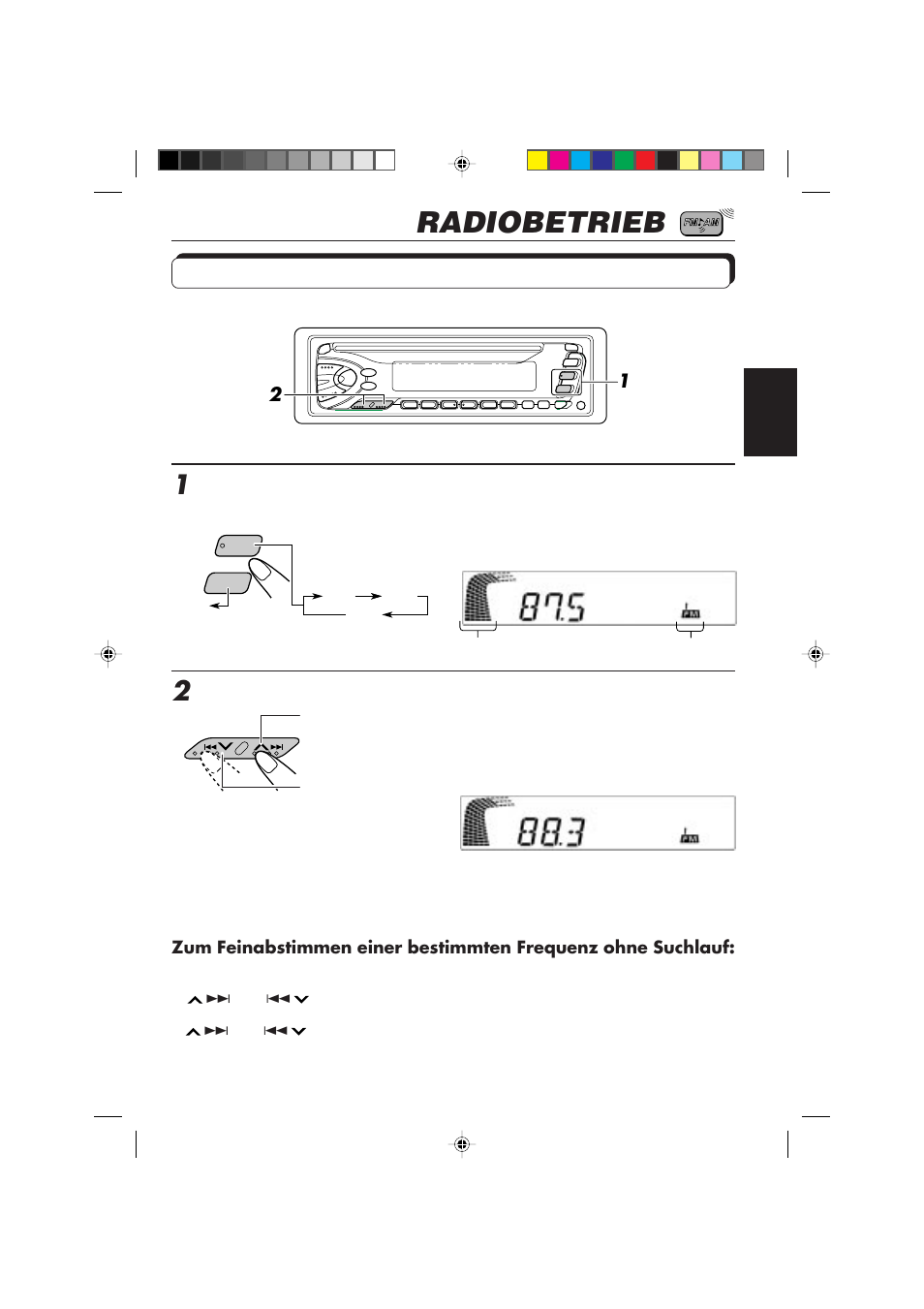 Radiobetrieb, Radiohören, Beginnen sie mit der suche nach einem sender | JVC DIGITAL AUDIO KD-S550 User Manual | Page 28 / 94