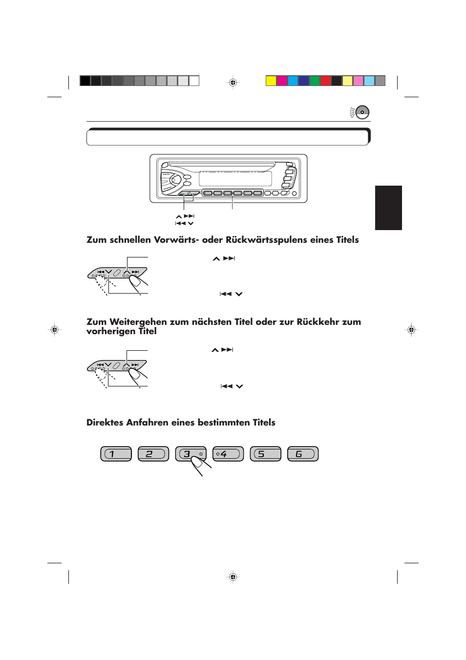 Direktes anfahren eines bestimmten titels | JVC DIGITAL AUDIO KD-S550 User Manual | Page 34 / 94