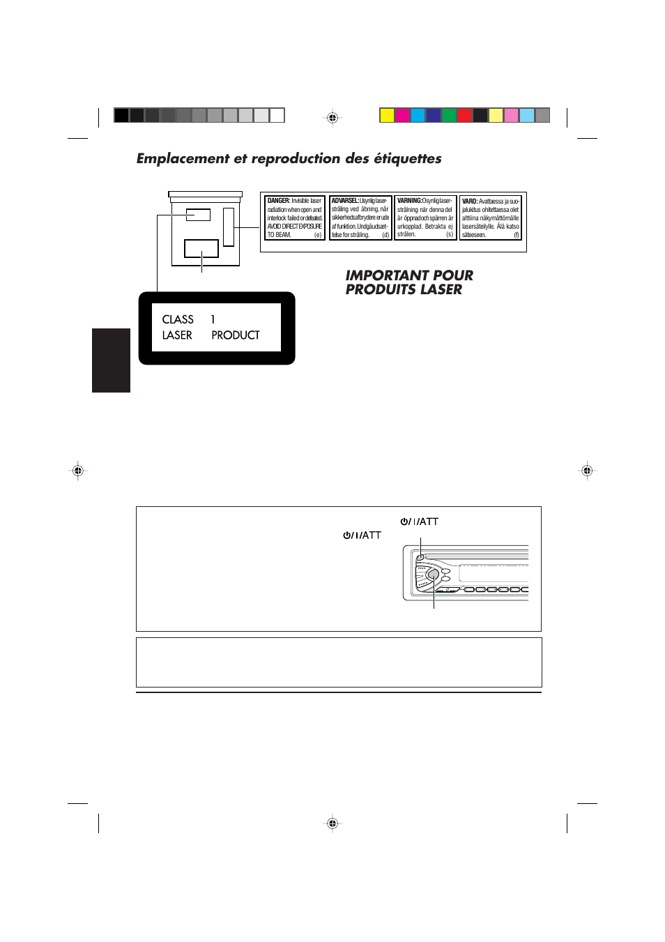 Important pour produits laser, Emplacement et reproduction des étiquettes, Comment réinitialiser votre appareil | Français | JVC DIGITAL AUDIO KD-S550 User Manual | Page 48 / 94