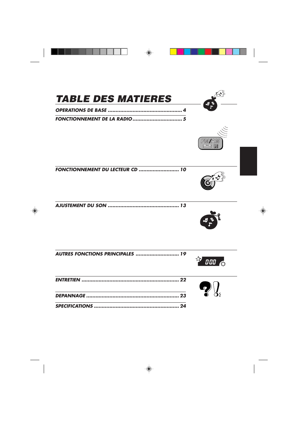 Table des matieres | JVC DIGITAL AUDIO KD-S550 User Manual | Page 49 / 94