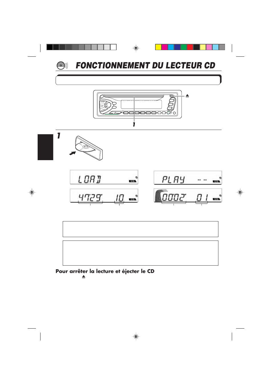 Fonctionnement du lecteur cd, Lecture d’un cd, Insérez un disque dans la fente d’insertion | JVC DIGITAL AUDIO KD-S550 User Manual | Page 56 / 94