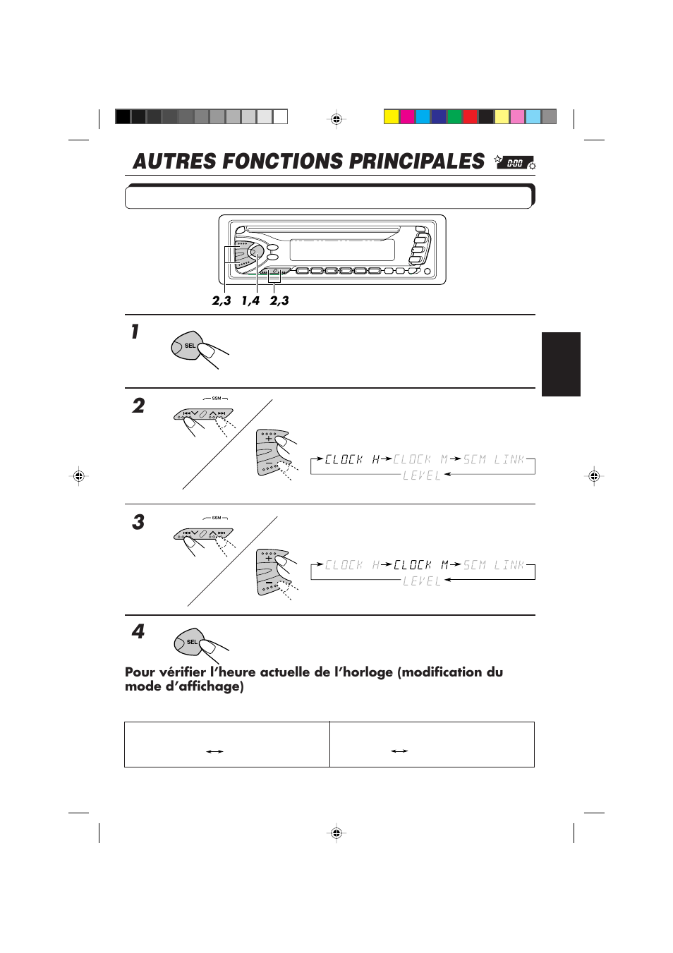 Autres fonctions principales, Réglage de l’horloge | JVC DIGITAL AUDIO KD-S550 User Manual | Page 65 / 94