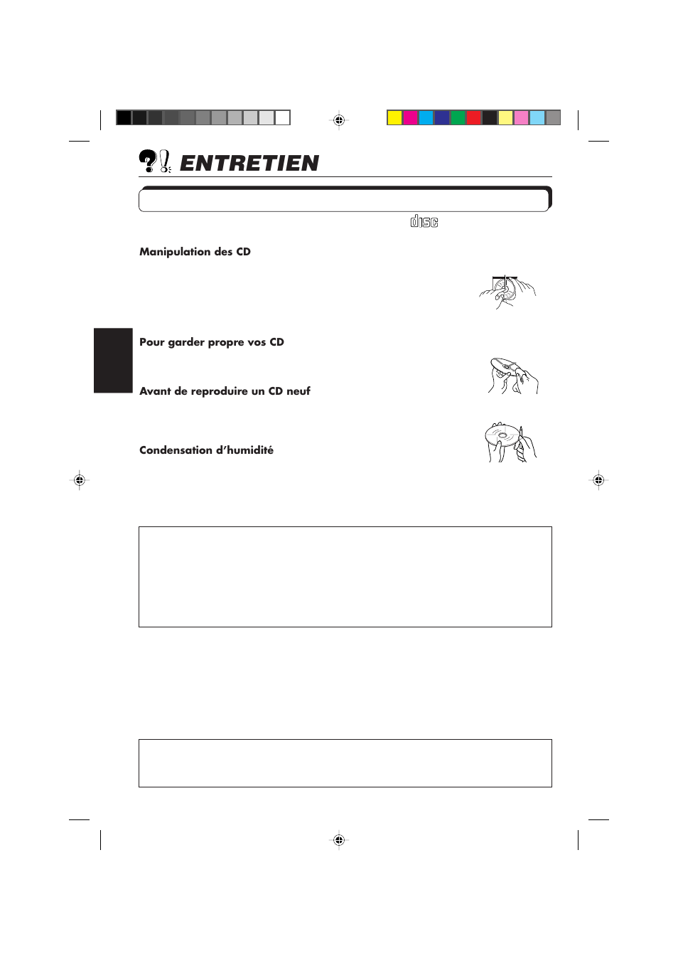 Entretien, Manipulation des cd | JVC DIGITAL AUDIO KD-S550 User Manual | Page 68 / 94