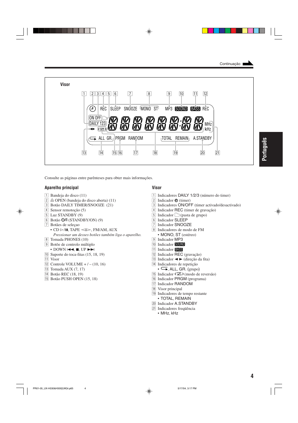 4portugu ê s | JVC UX-H330 EN ES User Manual | Page 57 / 80