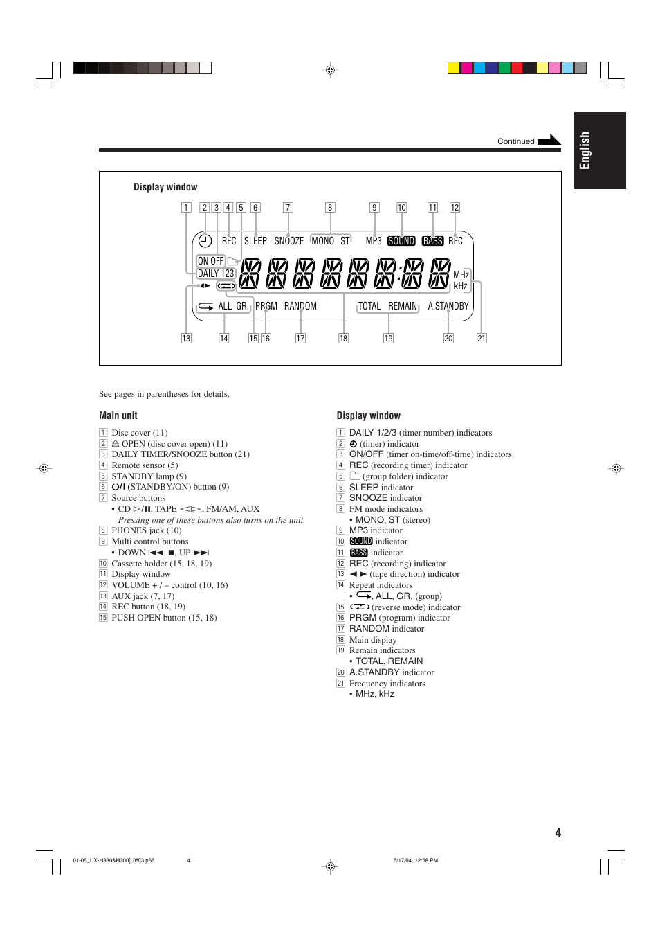 4english | JVC UX-H330 EN ES User Manual | Page 9 / 80