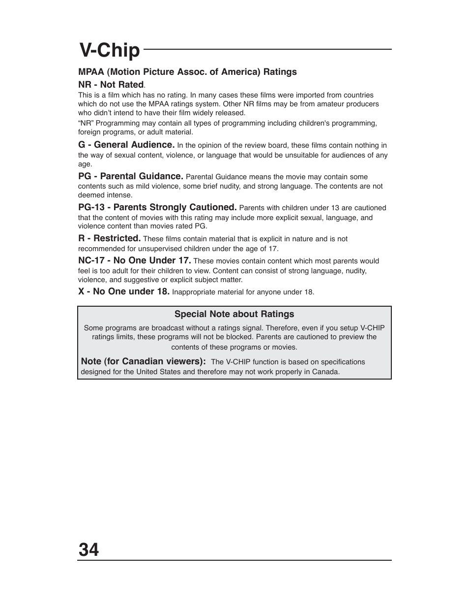 V-chip | JVC AV-48WP30 User Manual | Page 34 / 68