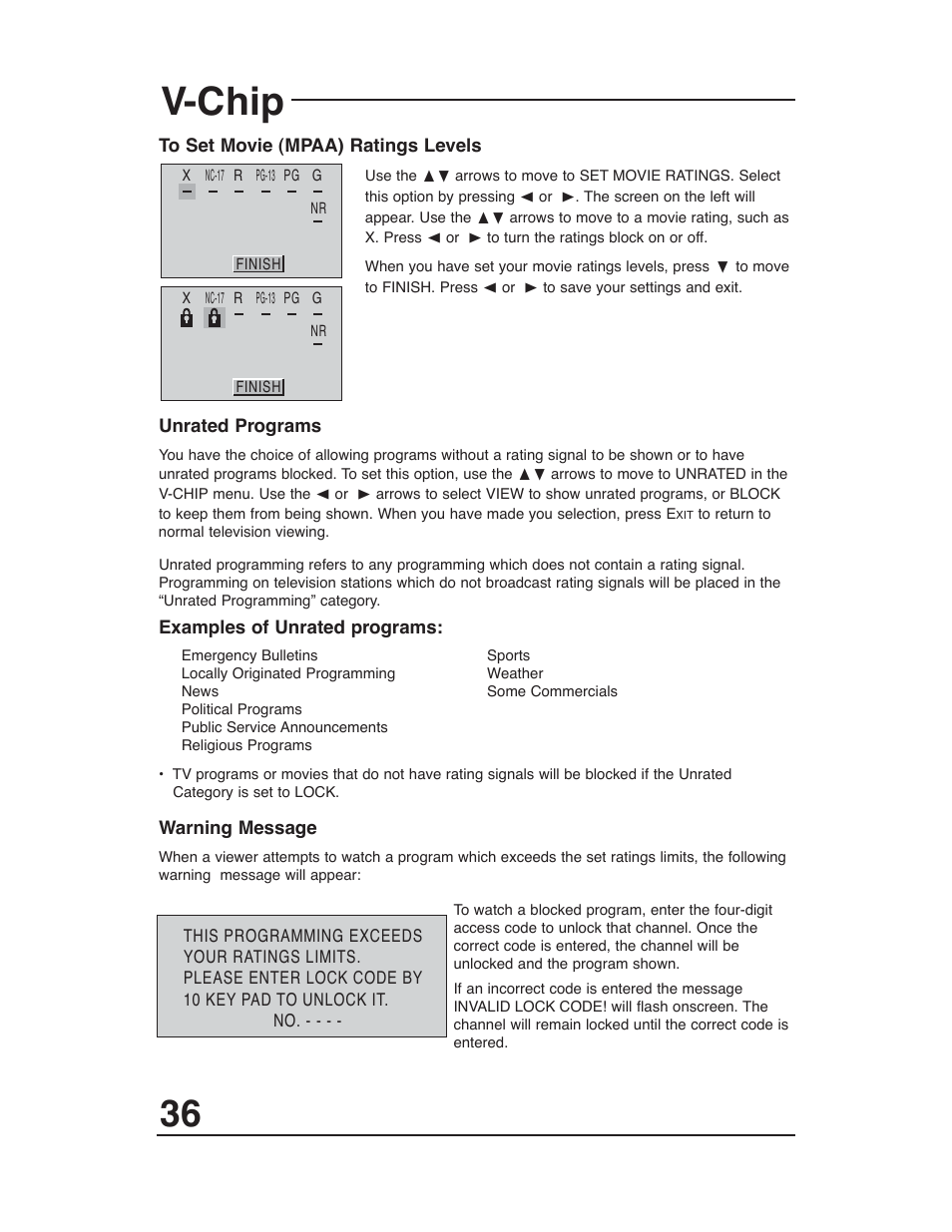 V-chip | JVC AV-48WP30 User Manual | Page 36 / 68