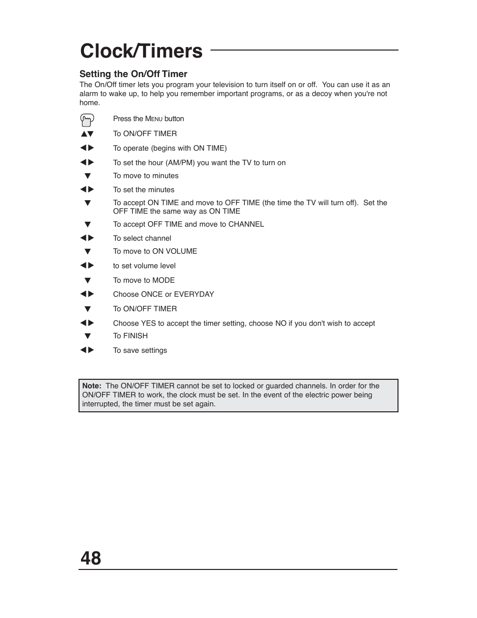 Clock/timers | JVC AV-48WP30 User Manual | Page 48 / 68