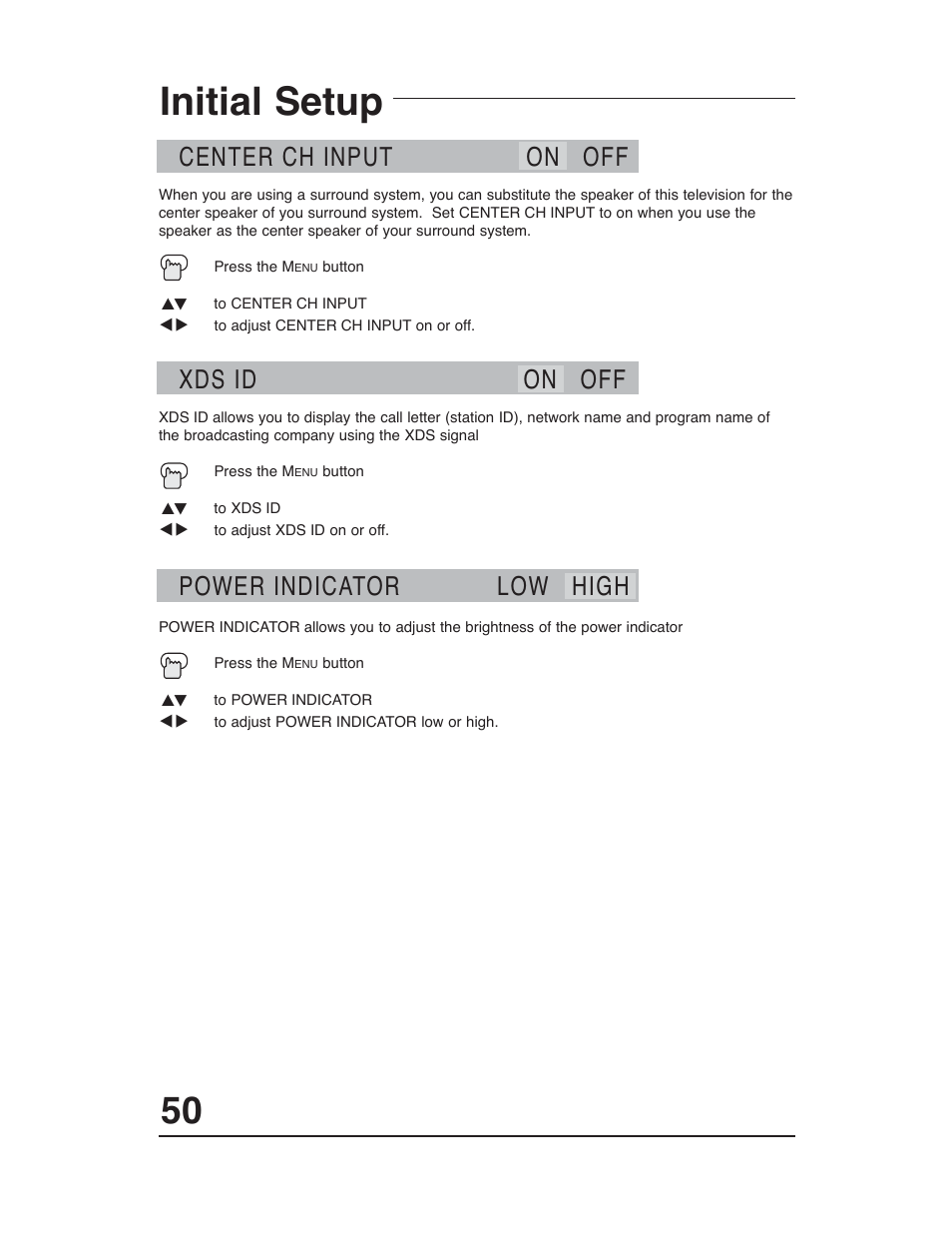Initial setup | JVC AV-48WP30 User Manual | Page 50 / 68