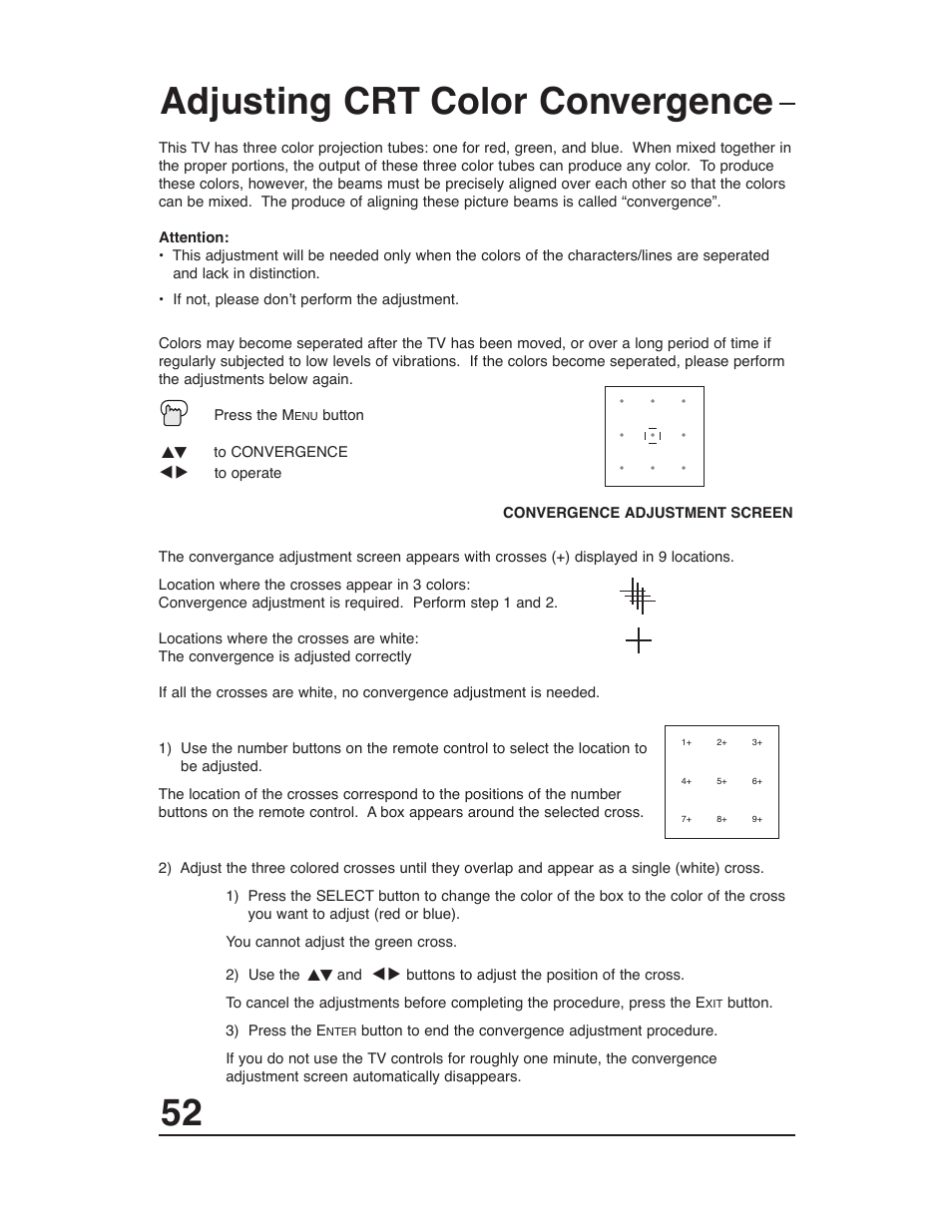 52 adjusting crt color convergence | JVC AV-48WP30 User Manual | Page 52 / 68