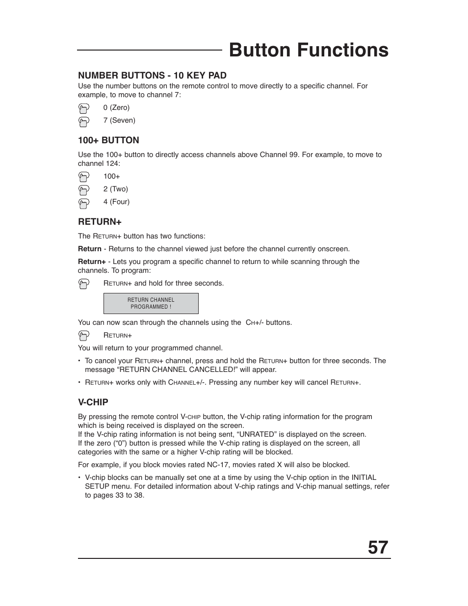 Button functions | JVC AV-48WP30 User Manual | Page 57 / 68