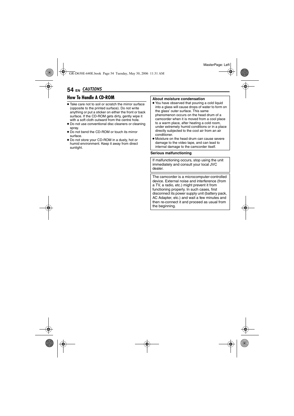 How to handle a cd-rom | JVC GR-D640E User Manual | Page 54 / 56