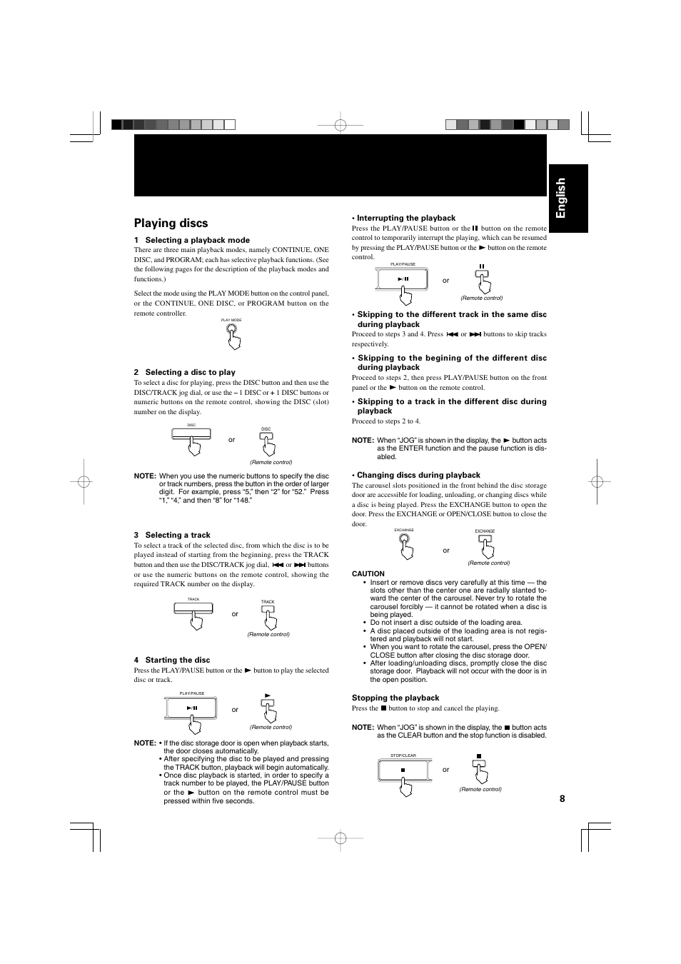 English, Playing discs | JVC XL-MC2000BK User Manual | Page 11 / 20