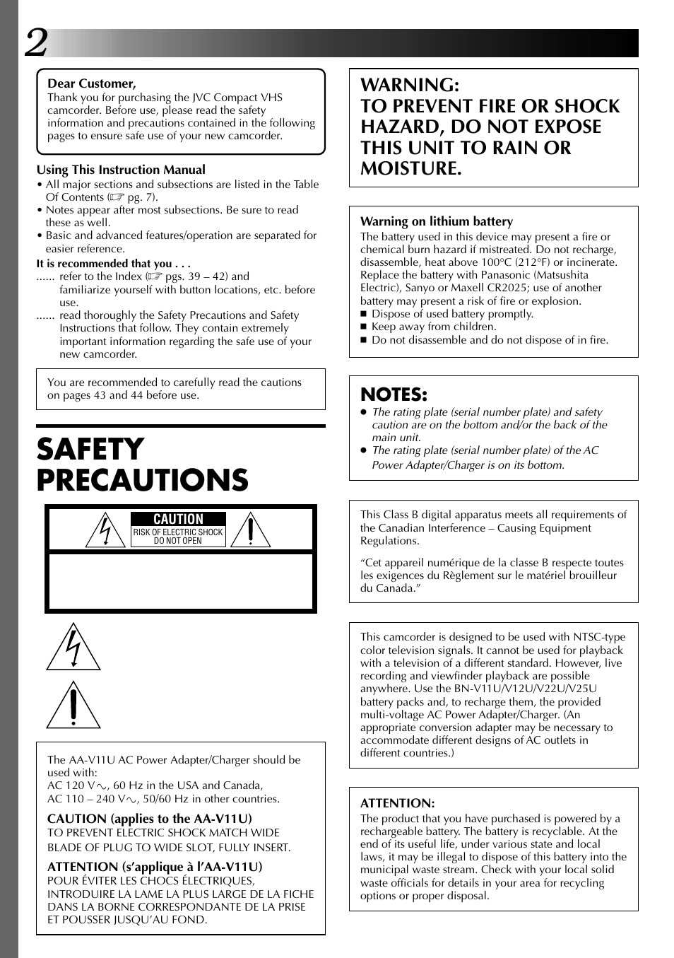Safety precautions | JVC 0397TOV*UN*YP User Manual | Page 2 / 48