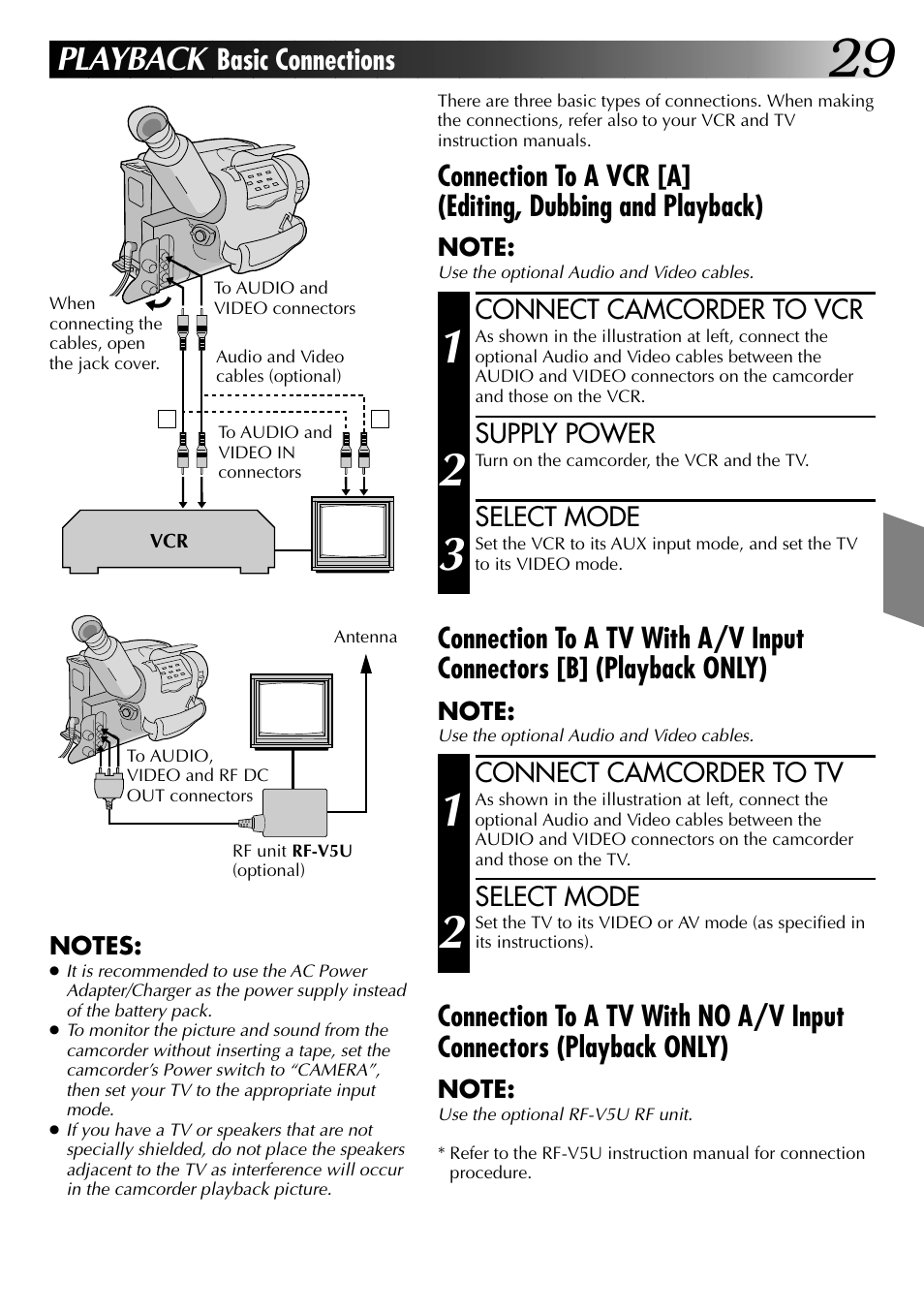 Playback, Basic connections | JVC 0397TOV*UN*YP User Manual | Page 29 / 48