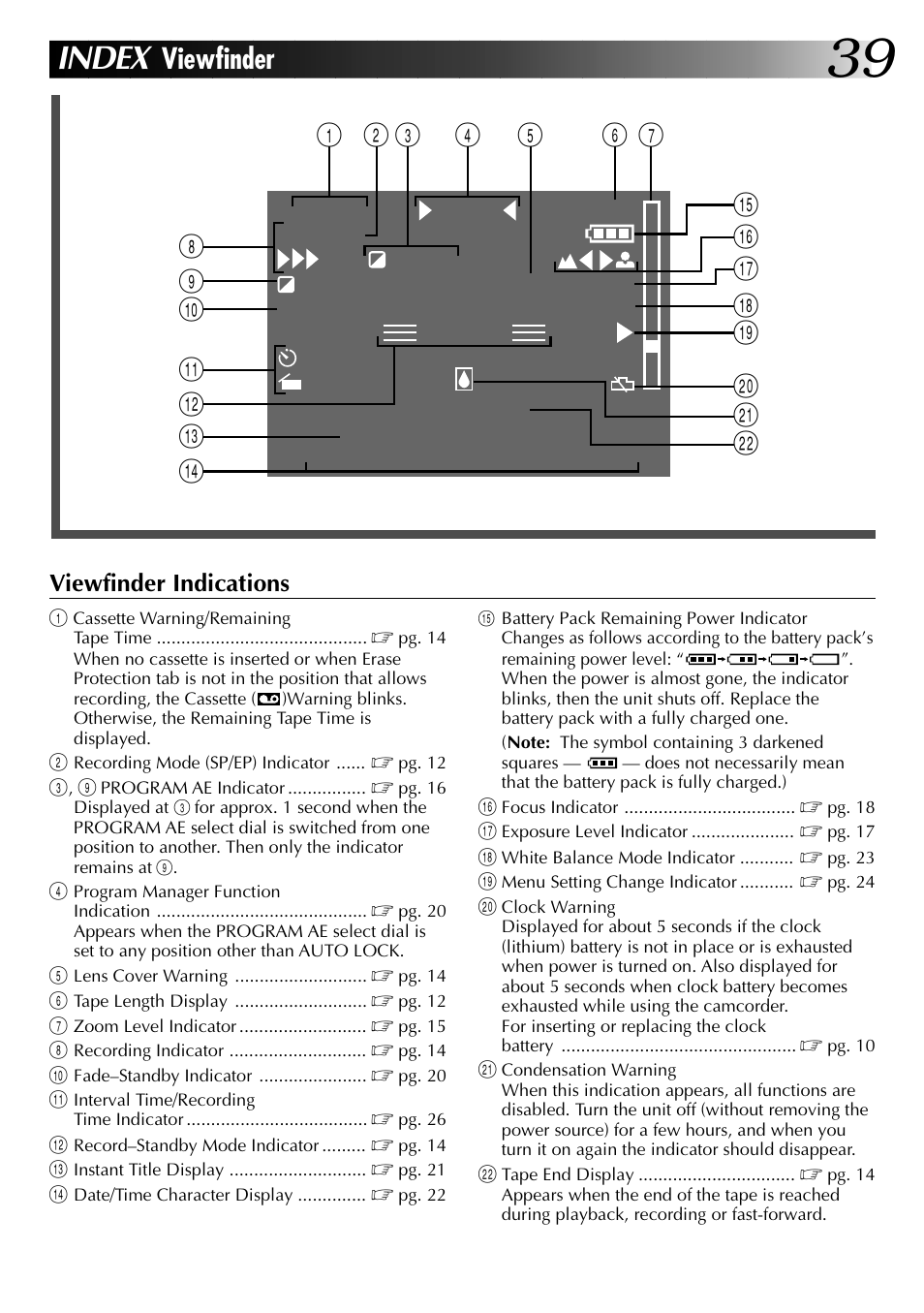 Index, Viewfinder | JVC 0397TOV*UN*YP User Manual | Page 39 / 48
