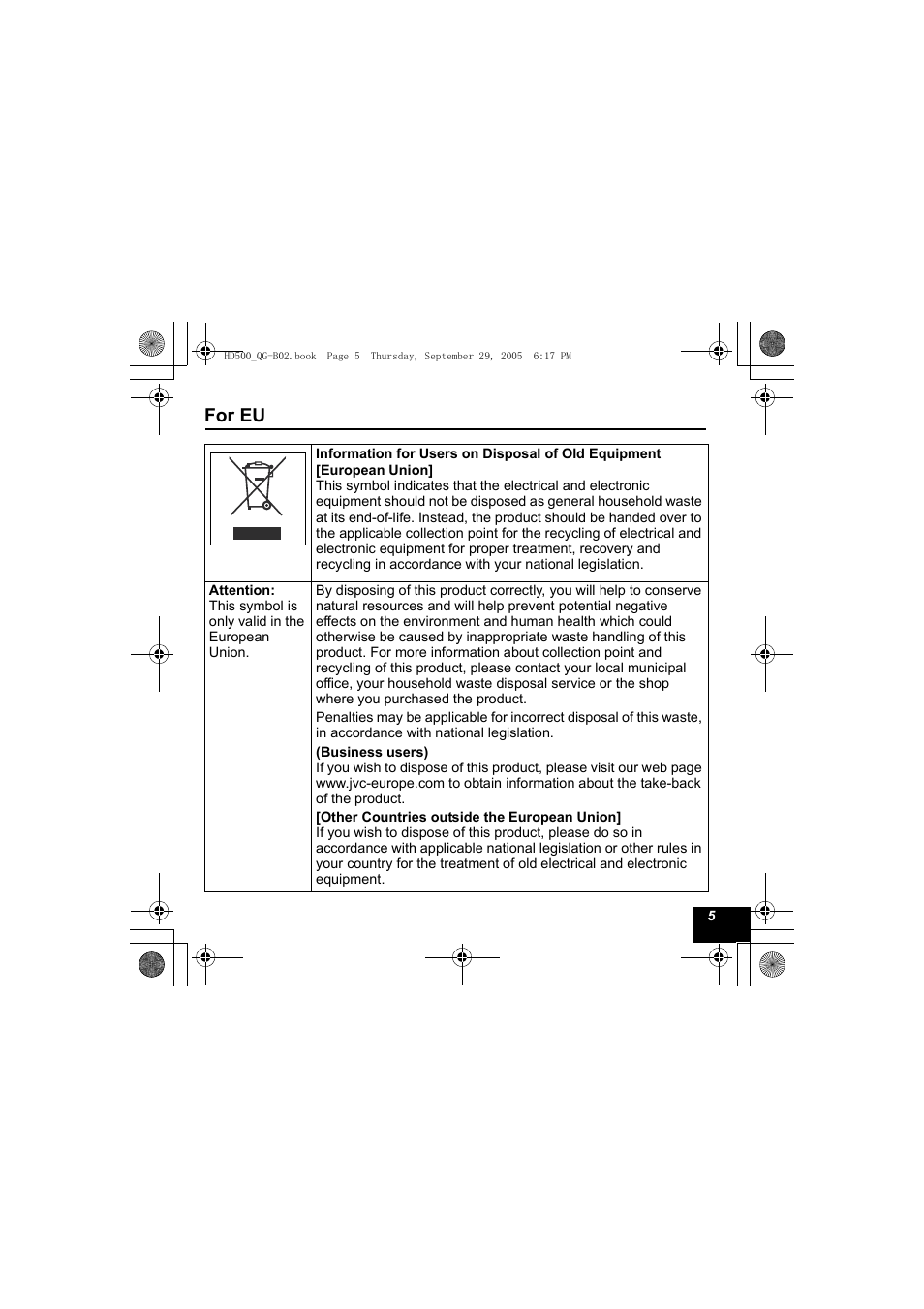 For eu | JVC XA-HD500S User Manual | Page 5 / 26