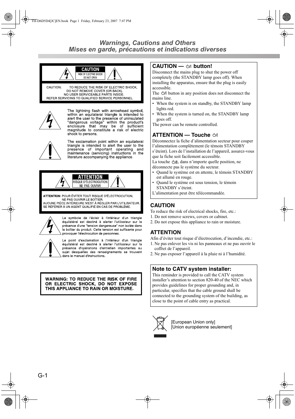 Warnings, cautions and others | JVC THD60 User Manual | Page 2 / 40